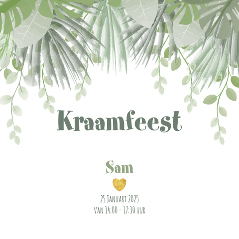 Kraamfeest botanica hip kaartje in jungle stijl Sam