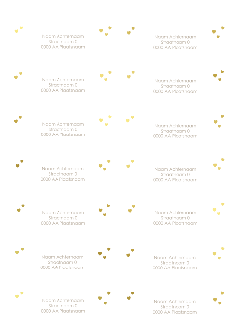 Adresstickers met goudfolie hartjes