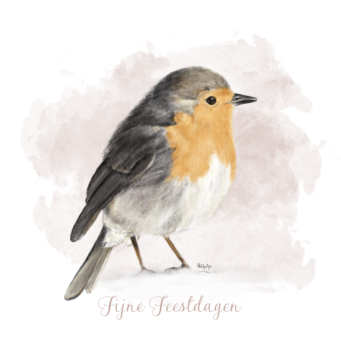 Stijlvolle kerstkaart tekening lief roodborstje