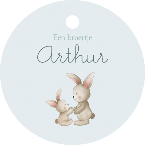 Ronde labeltjes met konijntjes – broertje | 16 stuks