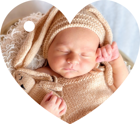 Hartvormig fotolabel met eigen babyfoto – 16 stuks