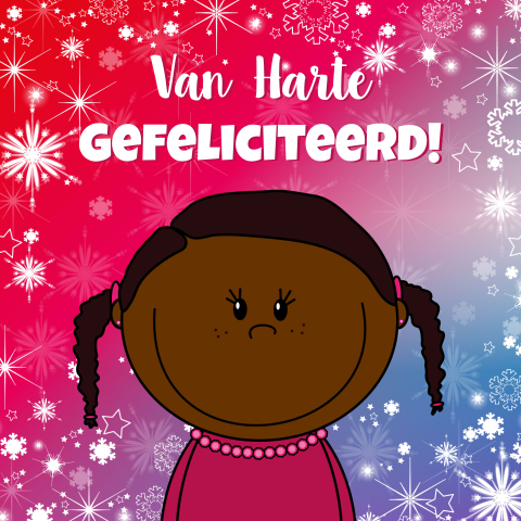 Verjaardagskaart in sprookjesstijl met een lief meisje Dushi