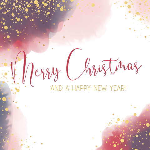 Zakelijke kerstkaart waterverf goudkleurige verfspatten