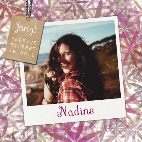 Uitnodiging met eigen foto en bloemen in herfst kleuren