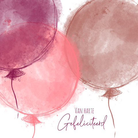 Wenskaart met drie ballonnen