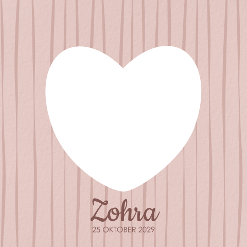 eboortekaartje meisje hartvormig doorkijkluikje en schattige zebra