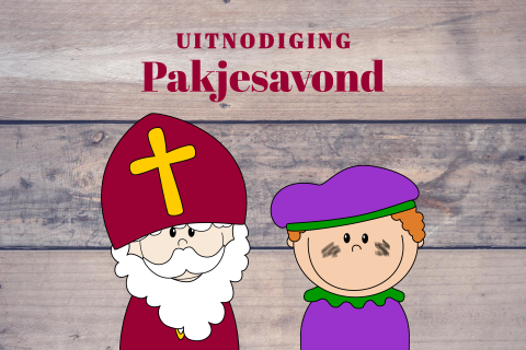 Sinterklaas pakjesavond uitnodiging vrolijke illustratie Sint en Piet