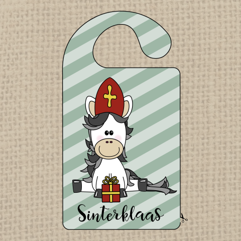 Sinterklaas DIY kinderwenskaart uitknipbare deurhanger met paard