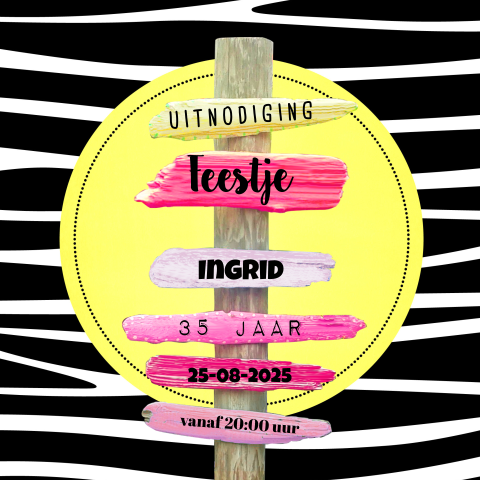 Trendy uitnodiging met zebraprint en wegwijzer