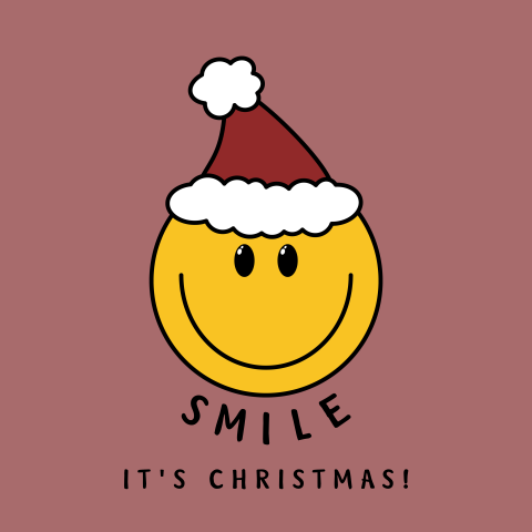 Kerstkaart met kerst smiley Smile its Christmas