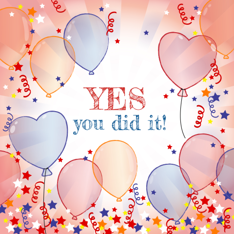 Geslaagd! Yes you did it! Ballonnen en confetti