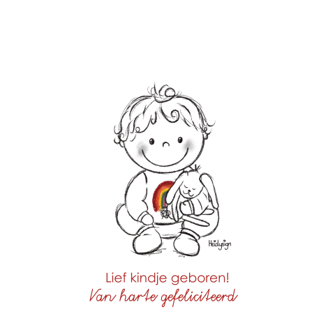 Felicitatie geboorte genderneutraal met lief kindje