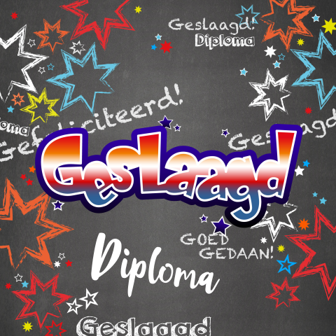 Geslaagd! Feestelijke felicitatie graffiti-stijl met sterren