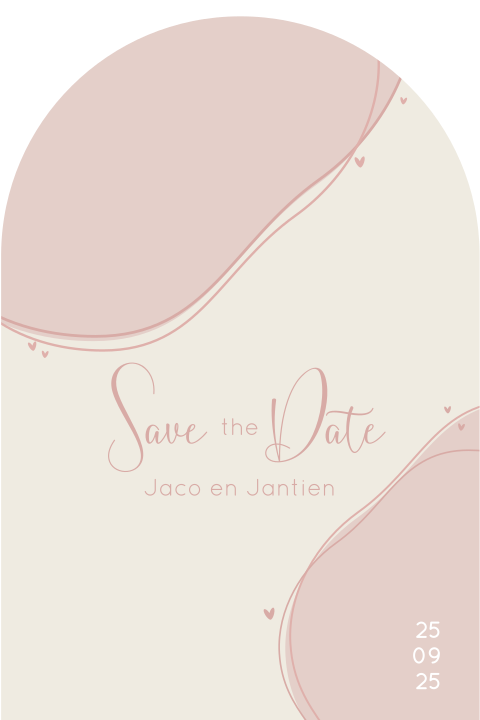 Save the Date kaart met boogvorm pasteltinten