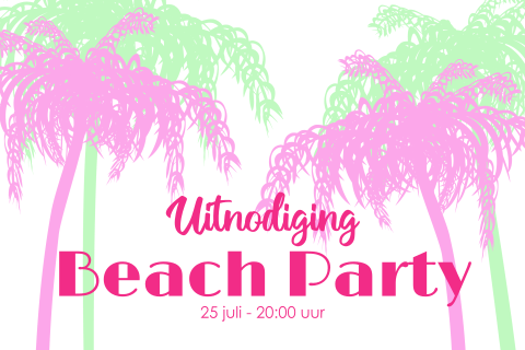 Uitnodiging beach party palmbomen