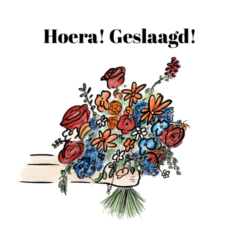 Geslaagd kaart met bloemen in Nederlandse kleuren