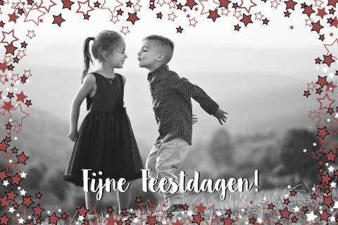 Kerstkaart foto-kader met roestbruin en witte sterren