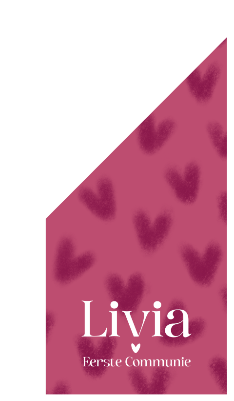 Communievlag in roze met hartjes en naam