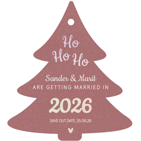Kerstboom save the date kaart kerstkaart - 2026 holografische folie