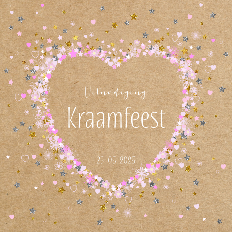 Kraamfeest kraft met hart van hartjes sterren en bloemen Soof
