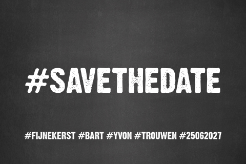 Save the date kerstkaart stoer en minimalistisch met hashtags