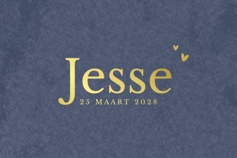 Minimalistisch geboortekaartje jongen ronde hoeken en goudfolie