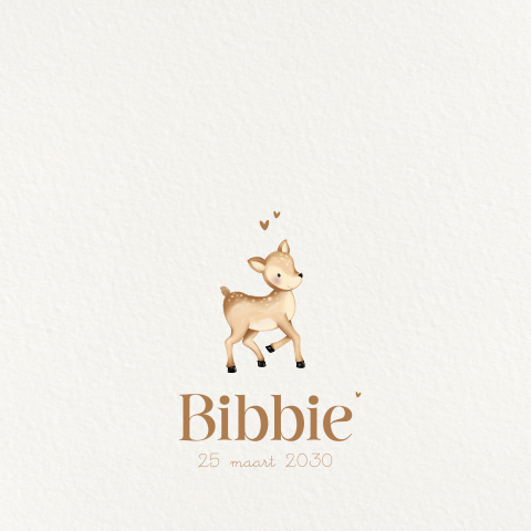 Lief geboortekaartje hertje met warme naturel tinten – Bibbie