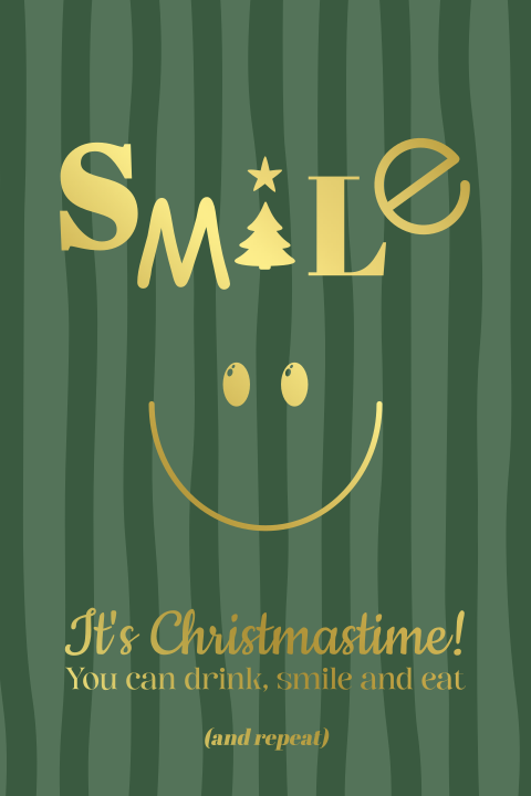 Chique en Speelse Kerstkaart met Humor en Goudfolie