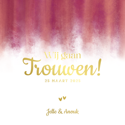 Love in fire - Trouwkaart warm en stijlvol met goudfolie