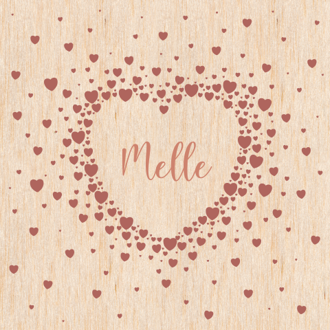 HOUT Geboortekaartje hart van hartjes Melle