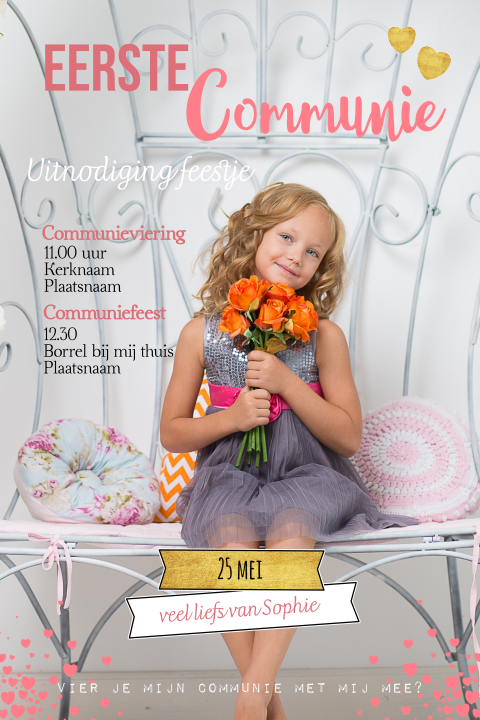 Magazine Communiekaart meisjefoto van communiekantje