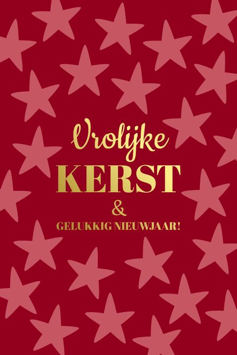 Stijlvolle roze kerstkaart met glanzende goudfolie