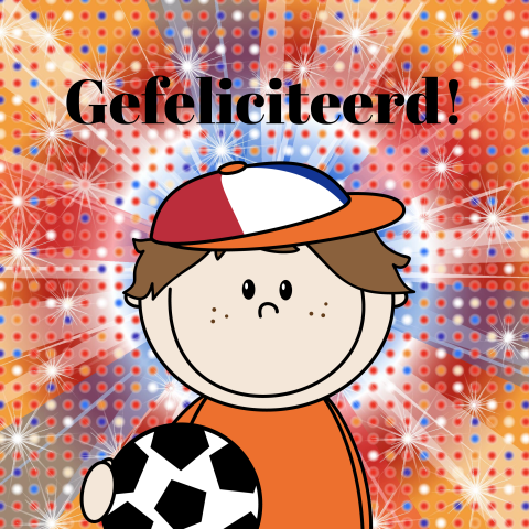 Verjaardagskaart jongen oranje voetbal WK