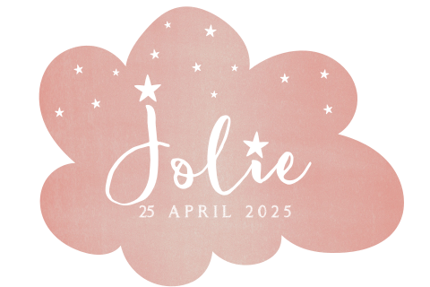 Geboortekaartje meisje roze in de vorm van een wolkje