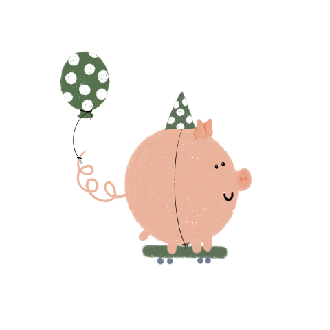 Aanpasbare sluitzegel verjaardag met een feestvarken