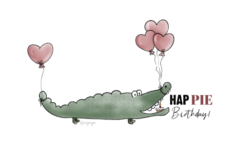 Grappige verjaardagskaart krokodil met woordgrapje
