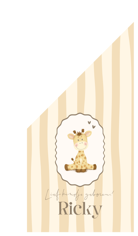 Geboortevlag met strepen en een schattig girafje