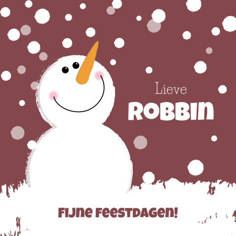 Kerst wenskaart met naam sneeuw en sneeuwpop