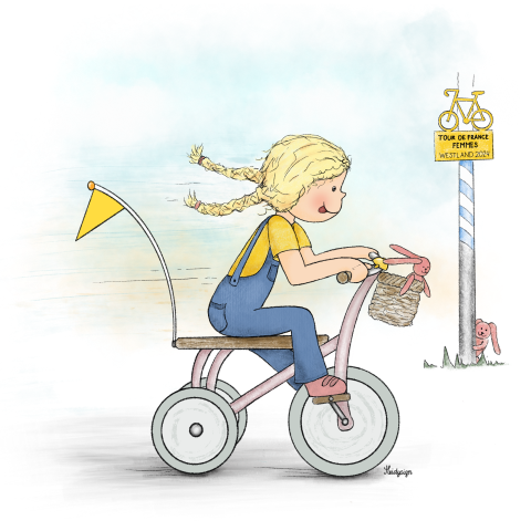 Speelse wenskaart voor tour de mini