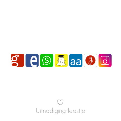 Trendy uitnodiging geslaagd feestje met app iconen