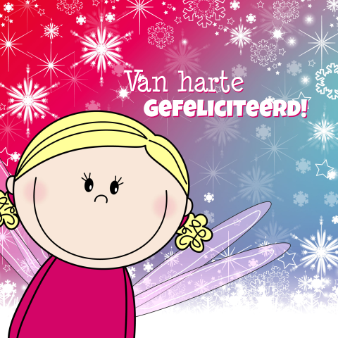 Sprookjes verjaardagskaart meisje fee in sneeuw