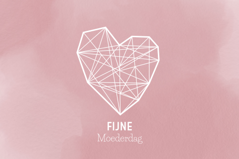 Hippe moederdagkaart oudroze waterverf en geometrisch hartje