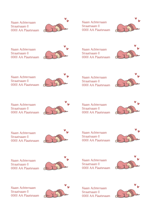 Adresstickers geboortekaartje meisje tekening schattige baby