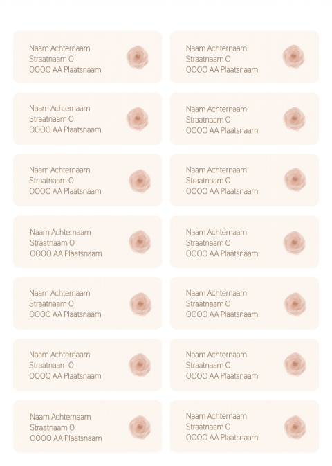 Adressticker met adres en roosje – Dusty Rose