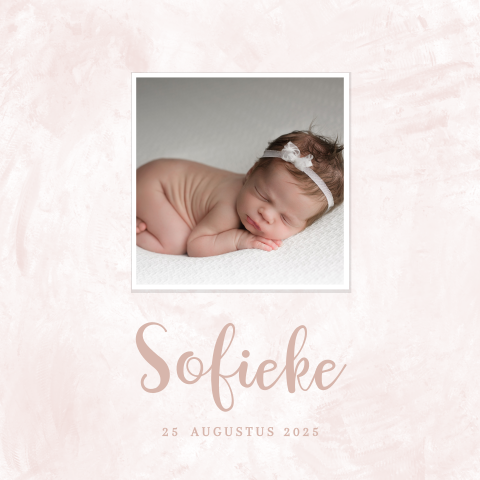 Lief roze geboortekaartje meisje met foto