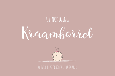 Kraamfeest uitnodiging meisje met baby illustratie