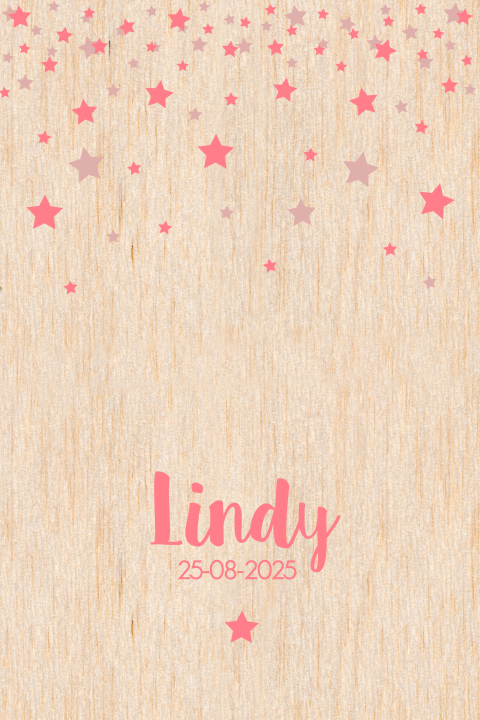 HOUT Geboorte meisje sterren warm roze Lindy