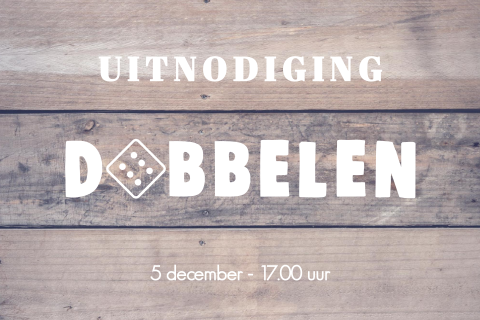 Dobbelplezier sinterklaas avondje uitnodiging dobbelen met hout print