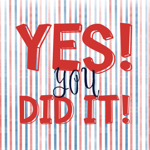 Geslaagd kaart YES! You did it rood wit blauw