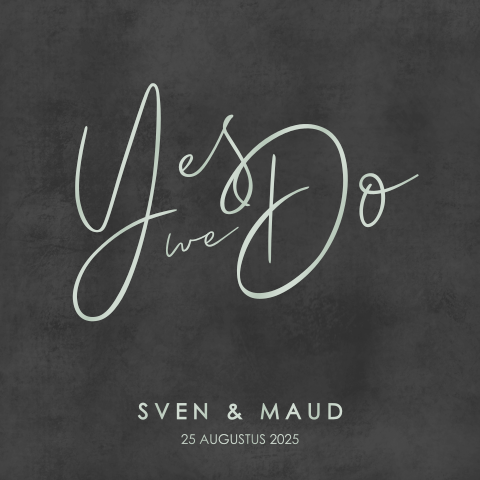 Trouwkaart chique zwart met groene hoogglans - Chique & zwart